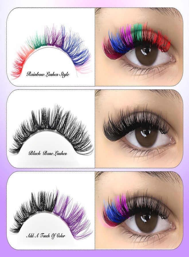 داودر مجموعة رموش DAODER الملونة، وصلات رموش كثيفة بألوان متنوعة، مناسبة للهالوين والتنكر، متوفرة بألوان الوردي والأحمر والأزرق والأبيض والبنفسجي، بتجعيد D، بطول 10-16 مم، مع مادة لاصقة ومزيل (مجموعة رموش من 8 ألوان). - Image 5